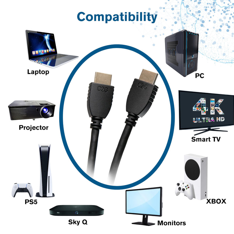 C2G 56783 High Speed HDMI Cable with Ethernet - 4K 60Hz HDMI 2.0 Gold Plated, Black, 6ft (1.8m)