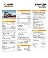 Technical specifications sheet for Case 570N EP construction equipment on a white background